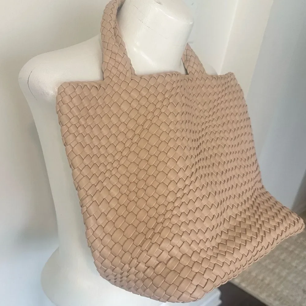 Vegan Leather Tan Hand Held Tote Bag